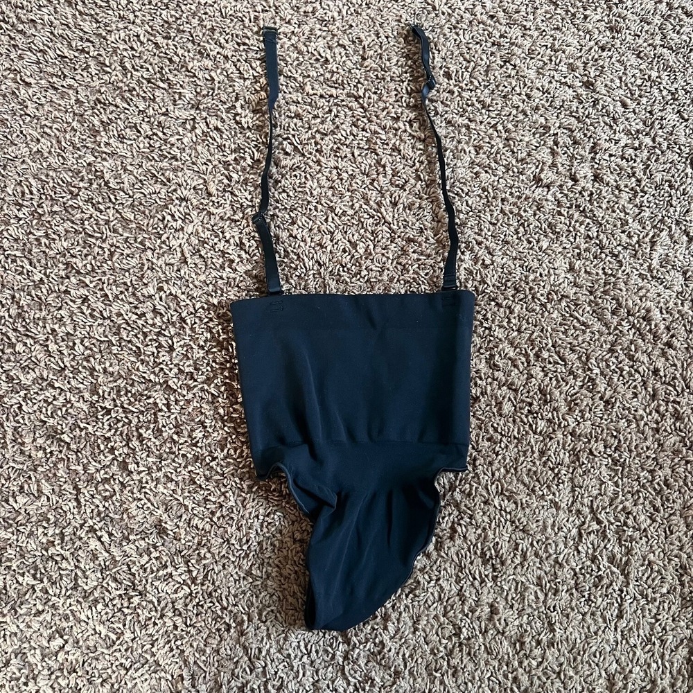 Skims Bodysuit Shapewear High Waist Adjustable Strap Seamless Size Medium Black